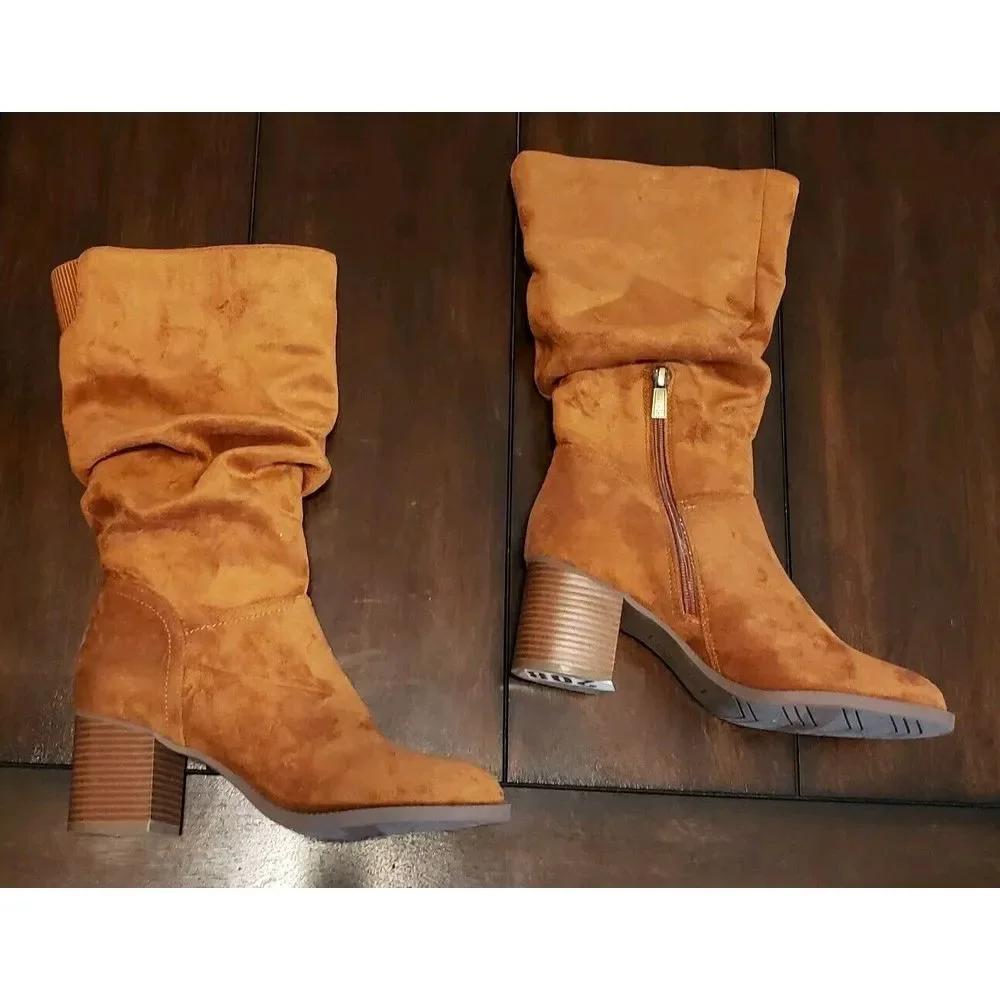 Kenneth Cole Reaction Sonia Slouch Boots‎ Women's Size 7.5 Caramel Brown